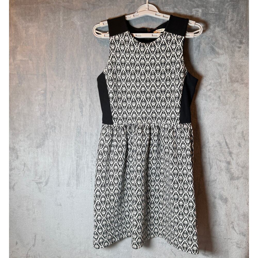 Madewell Black White Ikat Fit & Flare Dress Sleeveless Size Small preppy